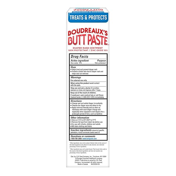 BOUDREAUX’S BUTT PASTE FOR SENSITIVE SKIN DIAPER RASH CREAM, OINTMENT FOR BABY, 4 OZ TUBE
