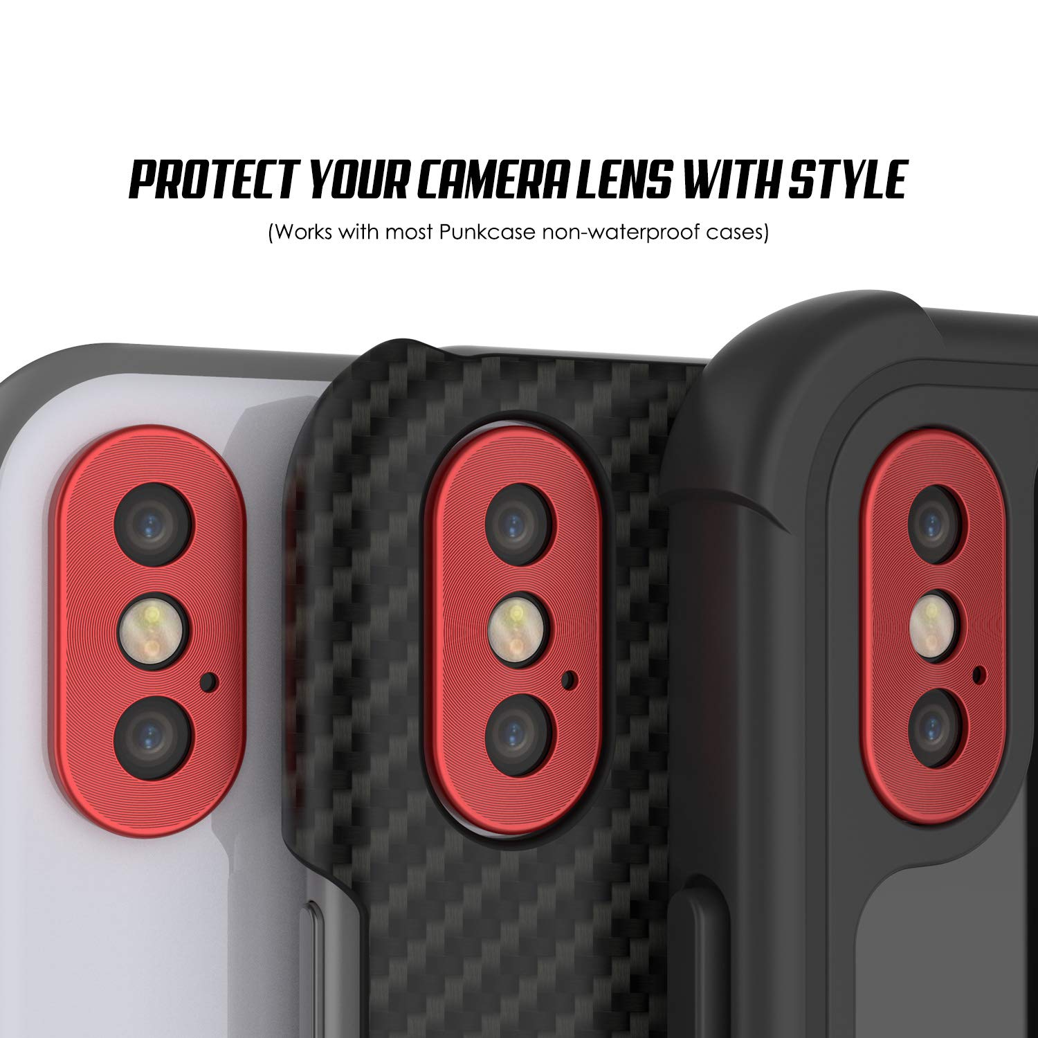Punkcase Camera Protector Ring | Premium Aluminum Alloy Back Lens Cover Guard [Ultra Slim] Compatible W/Apple iPhone Xs Max (Red)