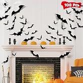 LUDILO 100Pcs Bats Halloween Decorations: Halloween Bats Wall Décor Sticker | PVC 3D Bats Wall Stickers, Scary Halloween Party Decorations Indoor Outdoor, DIY Home/Window/Door/Décor, Fall Décor