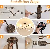 Comely Vintage Sputnik Chandelier 6 Light Bronze E27 Ceiling Lamp Semi Flush view 8