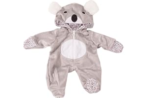 GÖTZ Gotz One Piece Koala Bear Costume Pajama Sleeper with Padded Feet, Paws and Hood with Ears for 12-13" Baby Dolls