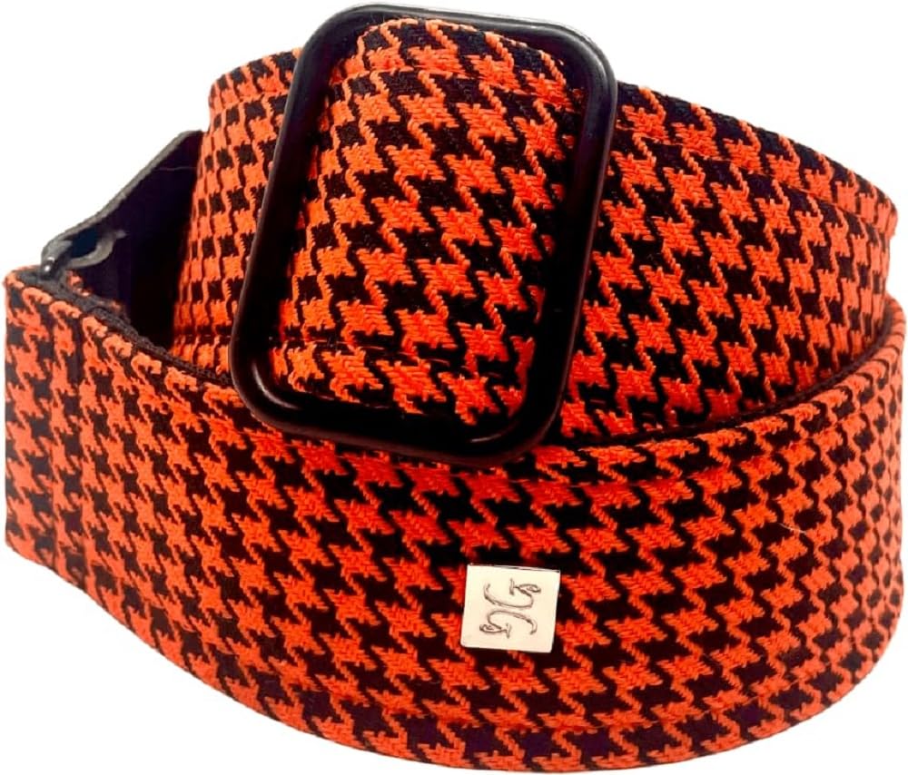 GET'M GET'M Fly Hounds Tooth Orange 2" Guitar Strap