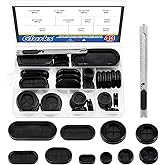 Glarks 43Pcs 10 Size Oval and Round Rubber Grommets Set, Double Sided Oval and Round Rubber Hole Plug Wire Protection Firewal