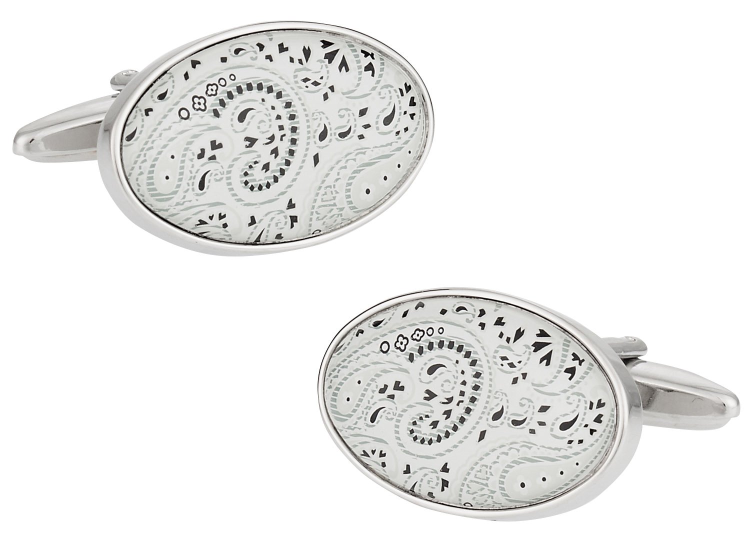 Cuff-Daddy Paisley Cufflinks in Minty White Cuff Links