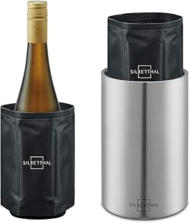 SILBERTHAL Weinkühler Edelstahl Doppelwandig - Aktive Kühlung mit Kühlmanschetten