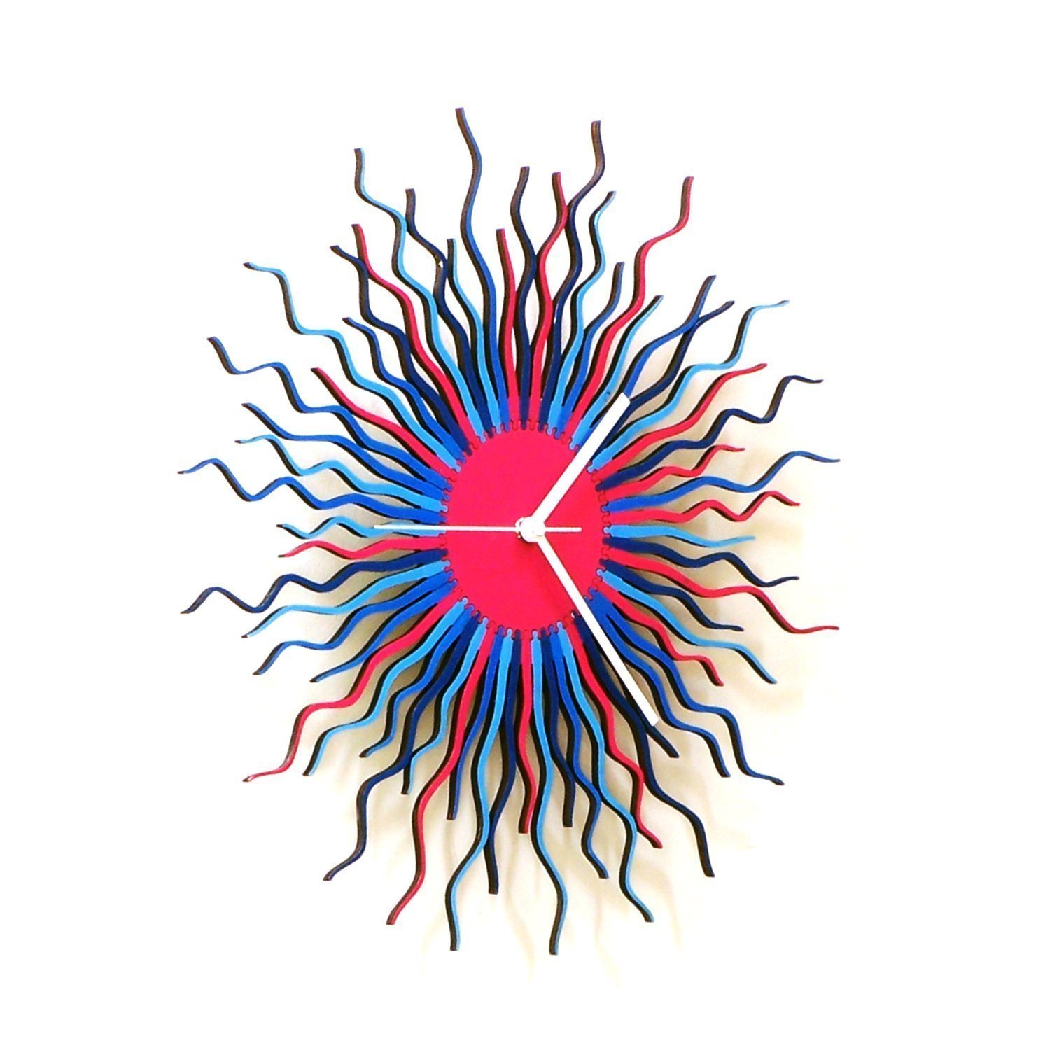 23.5 inch Pink and Blue Contemporary Wall Clock, Unique Wall decoration & Art + Handmade Medusa Blue Wall Clock Extra Large (XL) Size by ardeola - Image 3