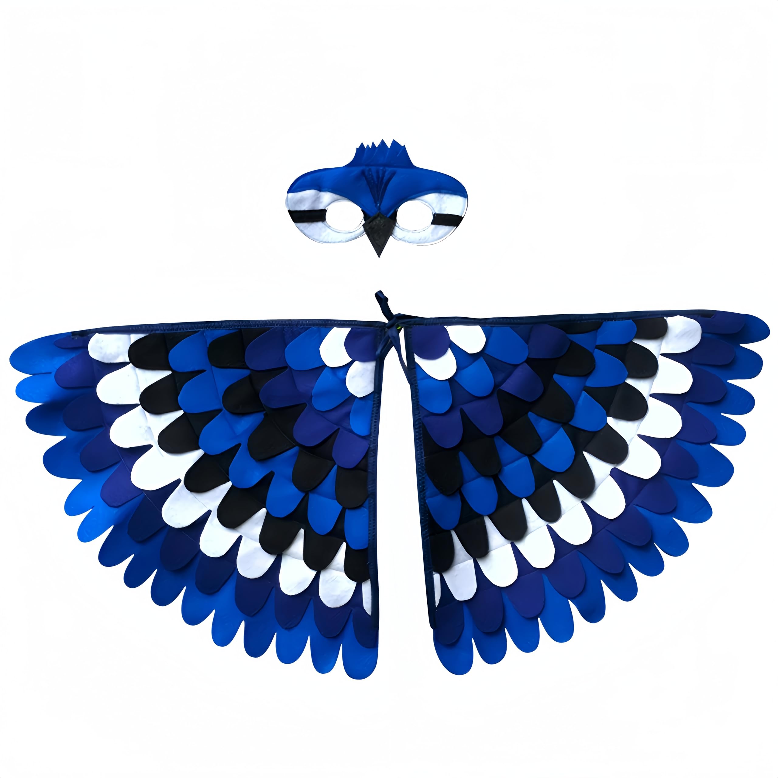 Proumhang Kids Bird Wings Costume For Age 3~8 Years,Bird Owl And Peacock Masque Owl Dress Up,Boys Girls Felt Eye Masque And Wings Set,Halloween Colorful Fancy Dress,Style 2