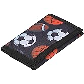 Leyeve wallet,Teen Wallet with Coin Pocket,Kids Wallets for Boys,RFID Trifold Canvas Outdoor Sports Wallet for Kids,Front Pocket Wallet with Magic Sticker-Football