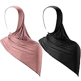 Handepo 2 Pcs Instant Hijab Jersey Hijab for Women Muslim Head Scarf Soft Lightweight Long Stretch Scarf Shawl Wrap