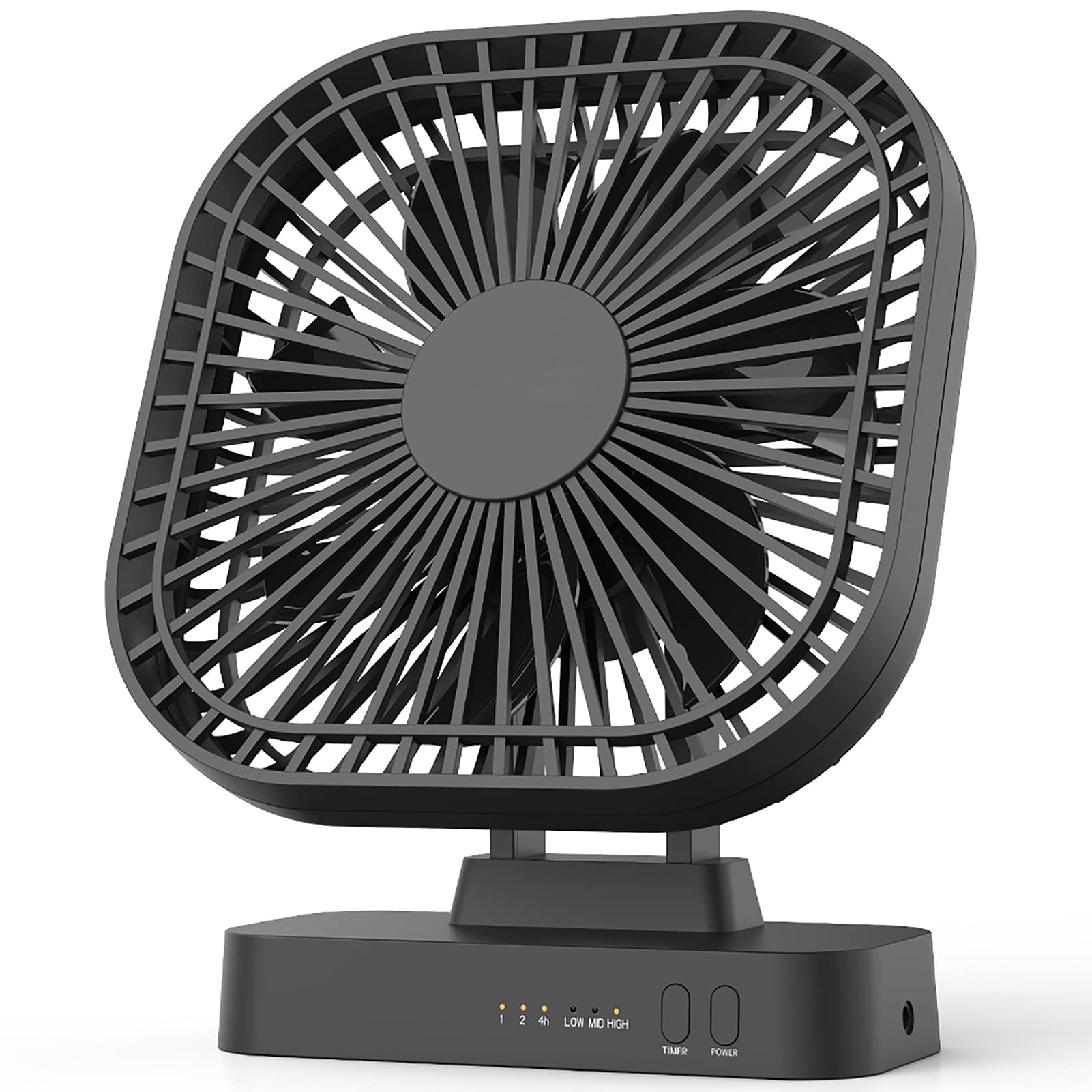 5'' AA Battery Operated Fan, Desk Fan with Timer, 3 Speeds, Extra Quiet, 7-Blade Design, Adjustable Angle, for Office Desk, Bedroom and Outdoor (without Batteries)