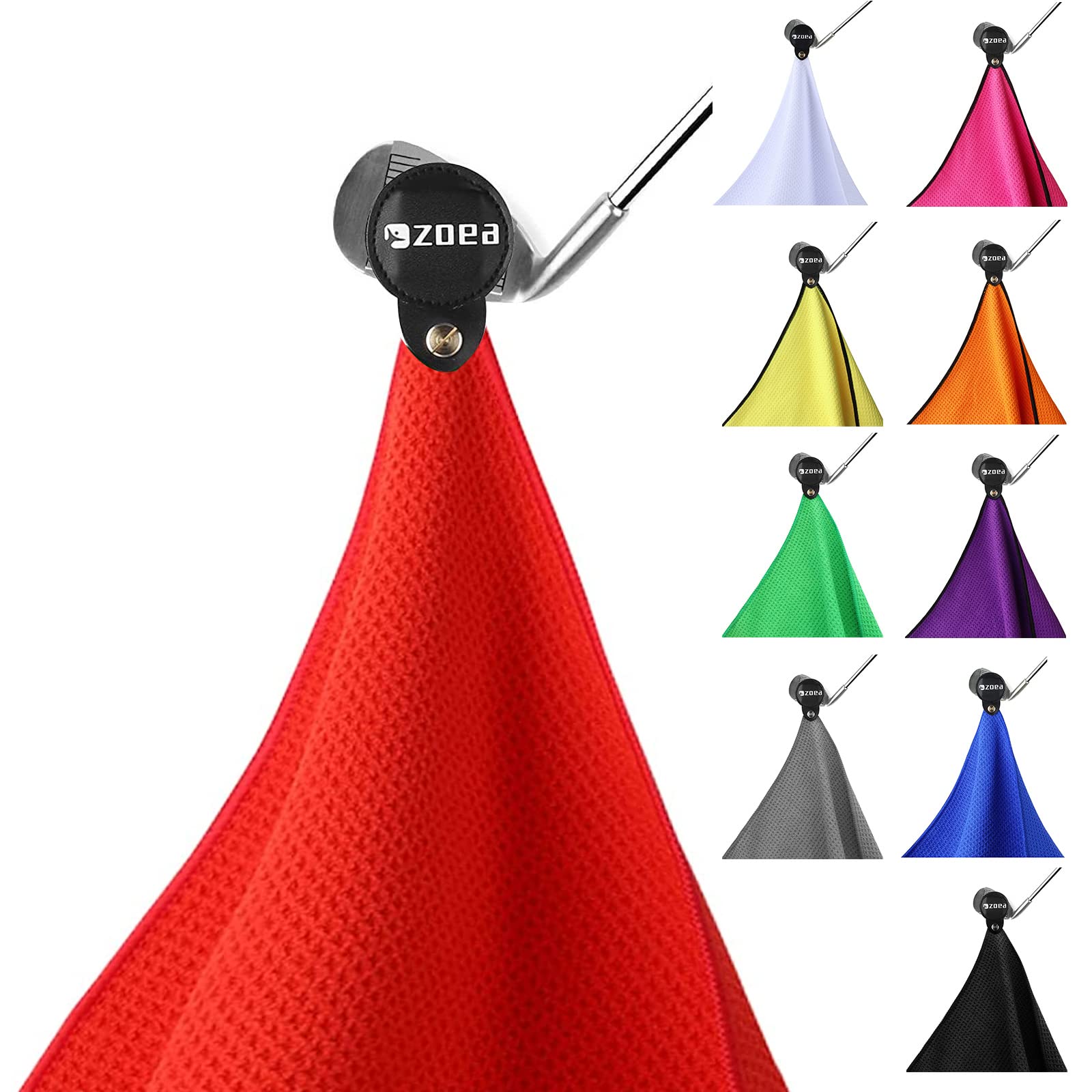 ZOEA Magnetic Towel, Magnetic Clip for Golf Towel, Microfiber Fabric Waffle Pattern Towels Industrial Strength Magnet for Strong Hold to Golf Carts or Clubs (Red, 1)