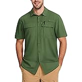 MAGCOMSEN Men's Fishing Shirts UPF 50+ Short Sleeve Sun Protection Shirts Quick Dry Cooling Button Down Shirt Hiking Safari