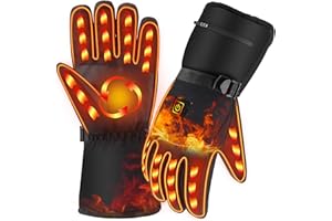 UDOGI Heated Gloves for Men Women, Winter Warm Gloves with 3 Heating Temperature Control, Electric Hand Warmer Waterproof Touchscreen Thermal Gloves for Cold Weather Motorcycle Ski Snow Running Hunting