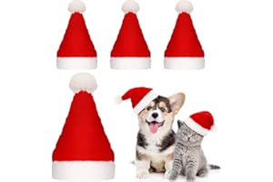 SATINIOR 4 Pieces Cat Santa Hat Dog Christmas Hat with Adjustable Chin Cute Christmas Pet Costumes for Dogs Cats Winter Holiday Party Dress up Photo Props Supplies Gifts