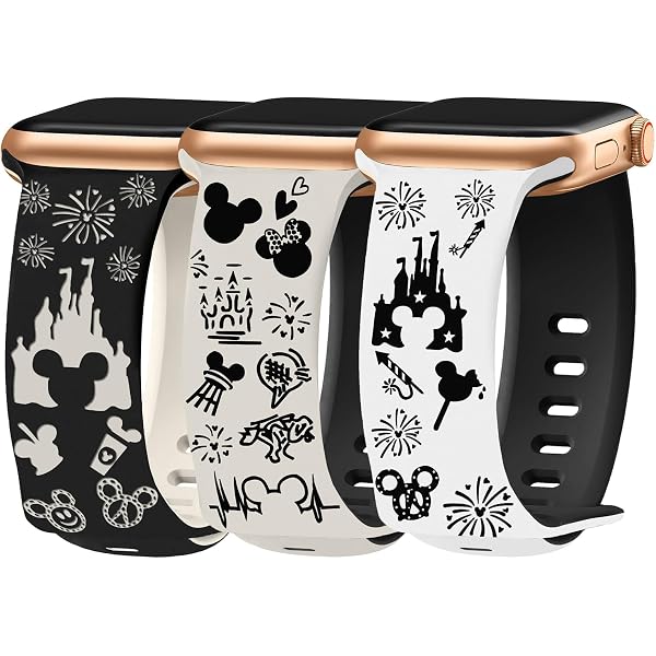 NEW 2 Cartoon Engraved Bands for Apple Watch Luxury Style Bands Amazon.com: Cartoon Band Compatible with Apple Watch 38mm  main image 4