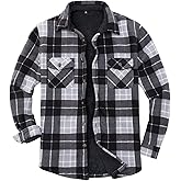 ThCreasa Mens Sherpa Fleece Lined Flannel Shirt Jacket Warm Button Down Plaid Shirt-Jac