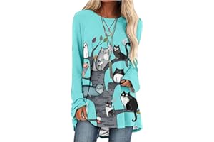 MARSVOVO Women's Long Sleeve Cat Sweatshirt Pullover Cute Cats Lover 3D Graphic Sweatshirts Crewneck Casual Loose Shirts