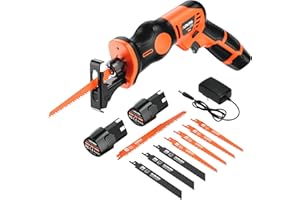 OLMLMO Reciprocating Saw Cordless, 12V Power Reciprocating Saw with 2 * 2000 mAh Battery, 3000SPM 13mm Reciprocating Stroke, 8 Tool-Free Saw Blade Change Reciprocating Saw for Wood Metal PVC DIY Cutting