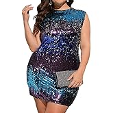 RED DOT BOUTIQUE 847 - Long Sleeves Multi Color Sequin Bodycon Party Short Dress