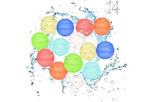 Aokeleilei 14Pcs Reusable Water Balloons for Kids Adults, Silicone Refillable Water Balloons Self Sealing Water Balloons Quick Fill for Boys Girls Outdoor Activities Summer Toys
