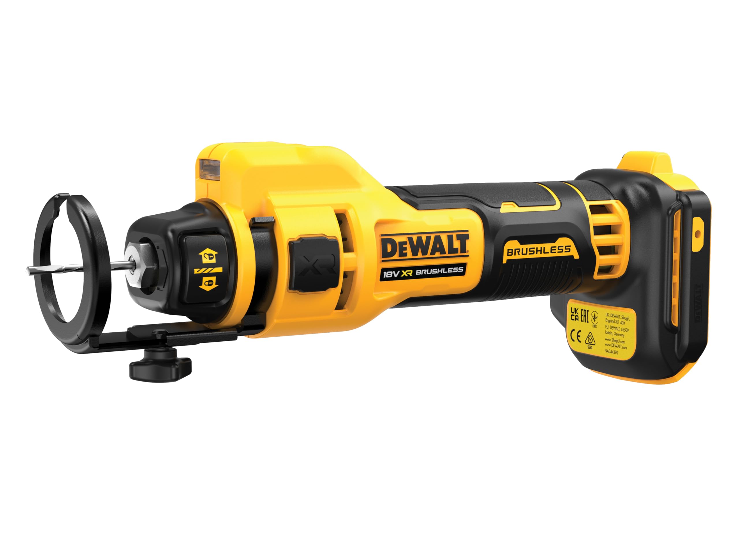 DEWALT DCE555N-XJ - Brushless Cut-Off Saw for XR 18V ​​Drywall, 26,000 RPM, LED Light, Includes 3.2mm and 6.4mm Collets