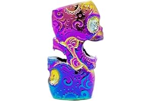 JSSELLER Metal Lighter Case Fits BIC Full Standard Size Lighter J6 in Rainbow Color, Design in Double Skull Open Mouth
