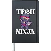 Funny Cute Technical Support Tech Ninja Computer IT Nerd Hardcover Journal, Black