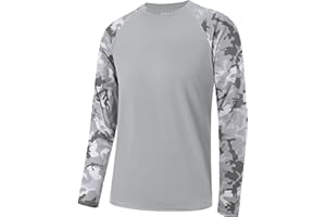 FISHEAL Long Sleeve Fishing Shirts for Men, UPF 50+ Camo Sun Protection Rash Guard, UV Shirt for Swimming Hunting Outdoor