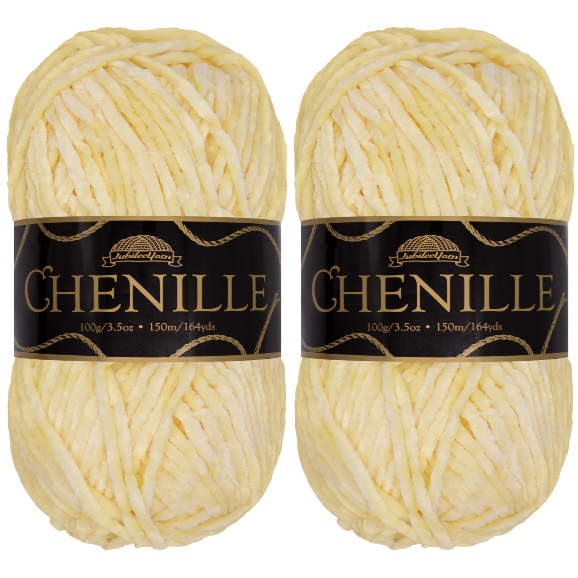 JubileeYarn Chenille Yarn - Worsted Weight - 100g/skein (2 Skeins, 134 Citrine)