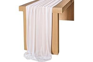 Lookein 10 Feet White Chiffon Table Runner Sheer Wedding Table Cloth 29x120 Inches Rustic Wedding Decorations French Chiffon 