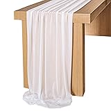 Lookein 10 Feet White Chiffon Table Runner Sheer