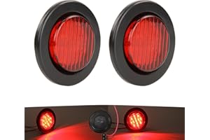 NEW SUN Premium 2.5" Round LED Trailer Lights, 13 Red LEDs Side Marker Lights, Clearance Lights Kits with Grommet & 2-Pin Plug - Universal for Trucks, Trailers, Rvs, Camper, 2 Pcs Pack