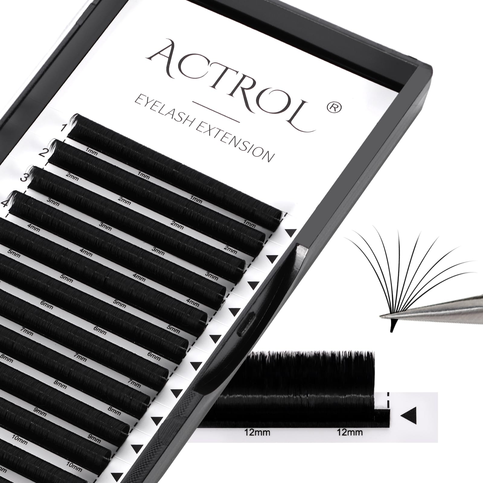 ACTROL Easy Fan Lashes 0.03 D Curl 10mm Eyelash Extensions Tray, Self Fanning Volume Lashes, Faux Mink, Professional Salon Use