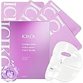 ICIKOL Overnight Collagen Mask - Deeply Hydrating Bio-Collagen Face Mask for Glass Skin, Pore Minimizing & Firming, Melting Transparent Jelly Mask - K-Beauty Sleeping Mask, 4 Sheets