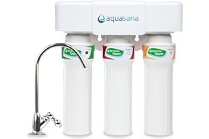 Aquasana Under Sink Water Filter System - Reduces PFAS, Lead, & Chlorine in Drinking Water - Under Counter Claryum Filtration for Kitchen - 3-Stage Max Flow - Chrome Faucet - AQ-5300+.56