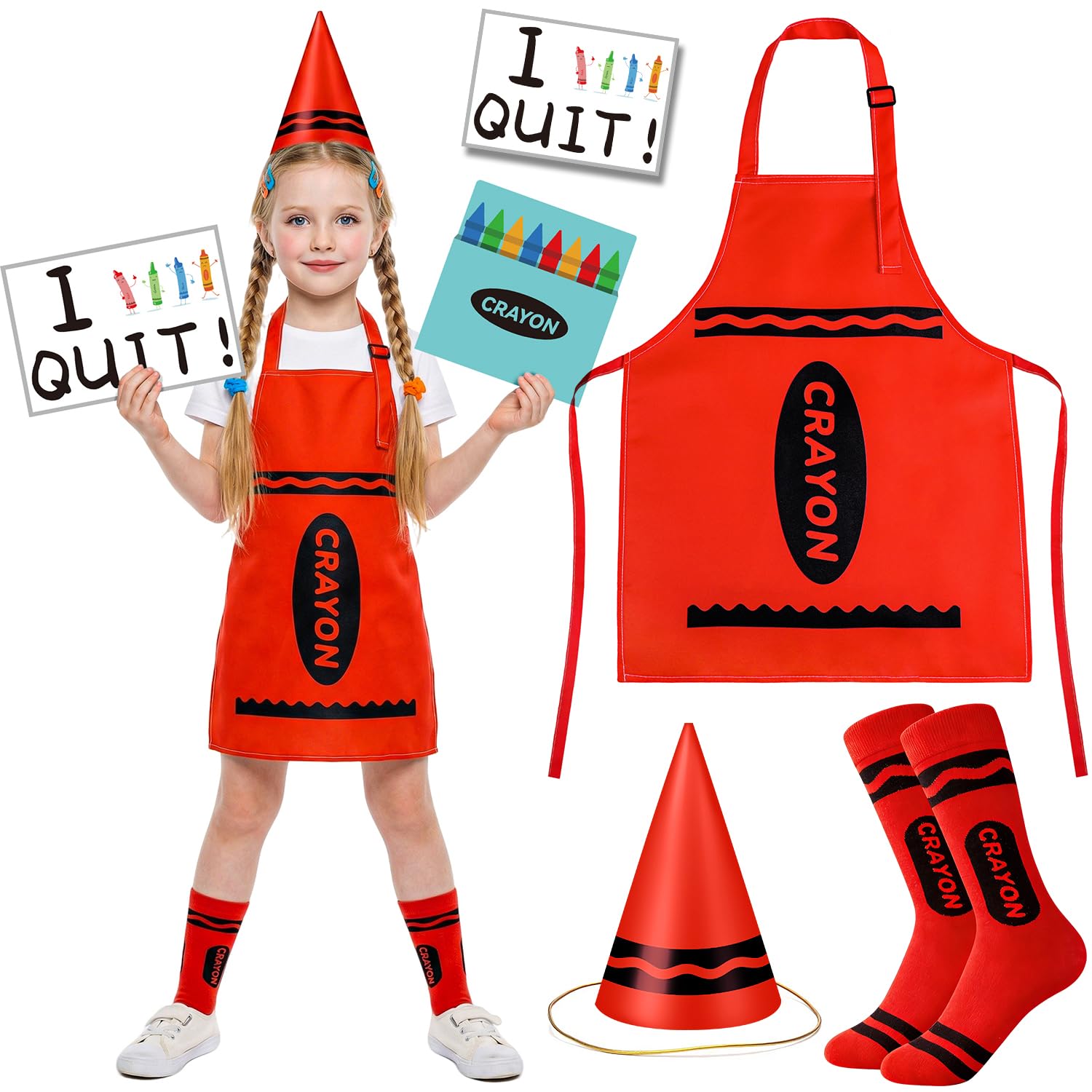 iZoeL Red Crayon Costume Set Boys Girls World Book Day Costumes Kids 2026 – Crayon Character WBD Fancy Dress Ideas for Childrens School Book Characters WBD Outfit Book Week Dress-Up