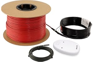 LuxHeat 15 Sqft Floor Heating Cable Kit - 120v Electric Radiant Floor Heating System under tile, Laminate, Includes Under Floor Heating Cable, 10kohm Floor Sensor for Floor Heat Thermostat