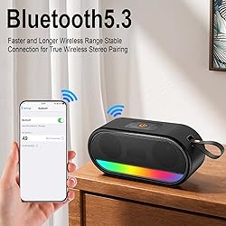 Portable Bluetooth Speaker with LED Lights, 24W