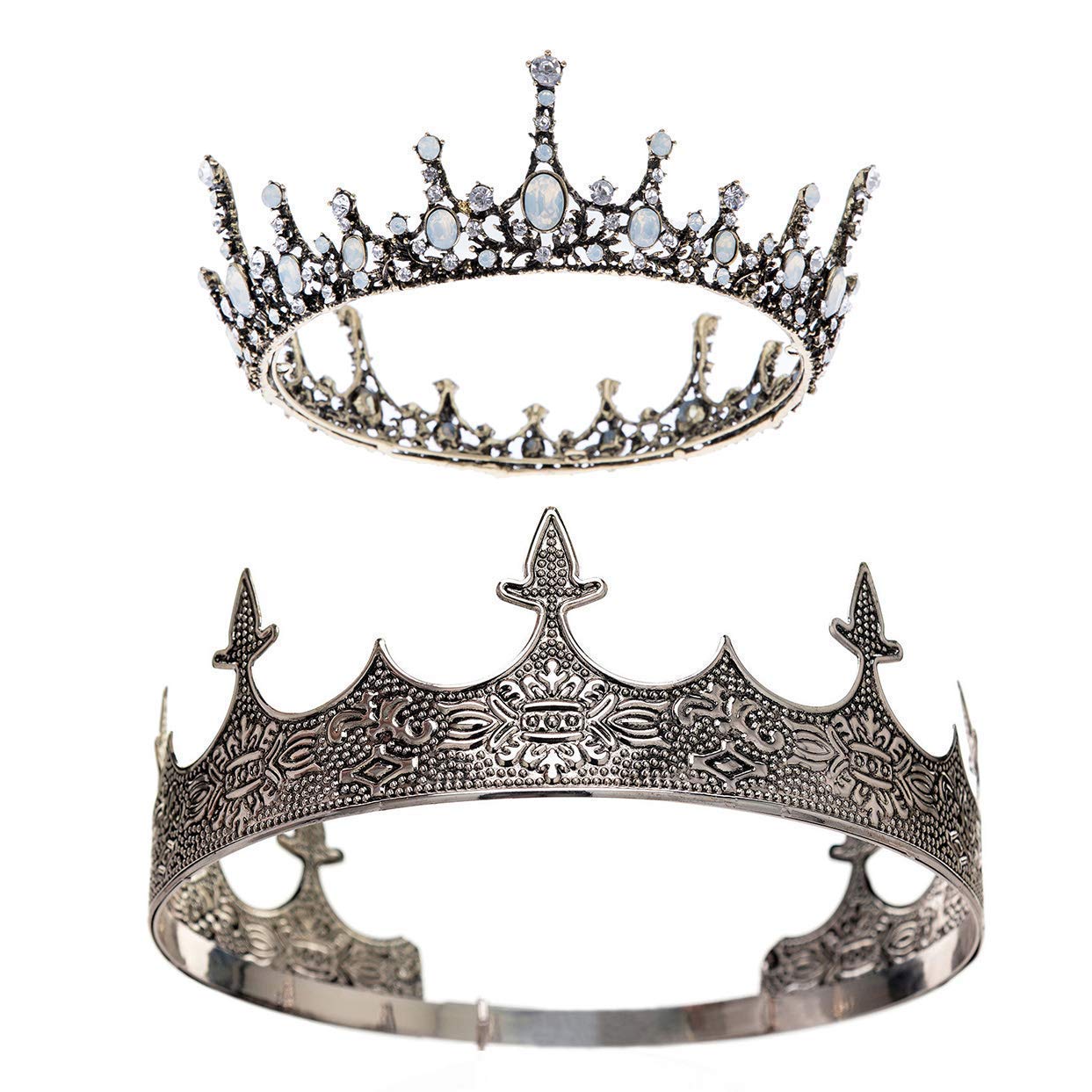 SWEETV Queen & King Crowns Costume Headpiece Set for