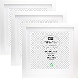 YiPinYin 12x12 Inch Photo Frames Set of 3 with Mounts 10x10 Wooden Grain