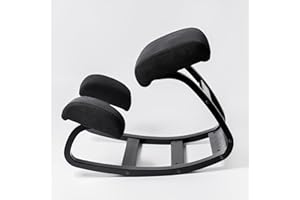 Sleekform Ergonomic Kneeling Chair | Rocking Balancing Wood Knee Stool | Posture Chair for Bad Backs, Neck Pain & Spine Tension Relief | Orthopedic Balance Seat & Thick Comfortable Knees Cushions