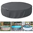 Bitubi 8 Ft Steel Round Stock Tank Pool Cover,Upgraded to Full Coverage to Prevent Rust and Aging(Grey)