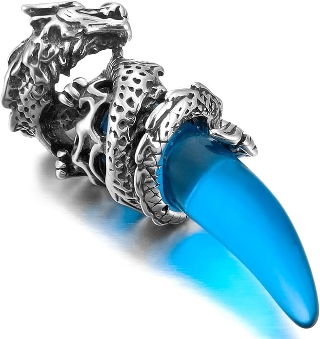 INBLUE Dragon Wolf Tooth Pendant for Men Boys Women Stainless Steel