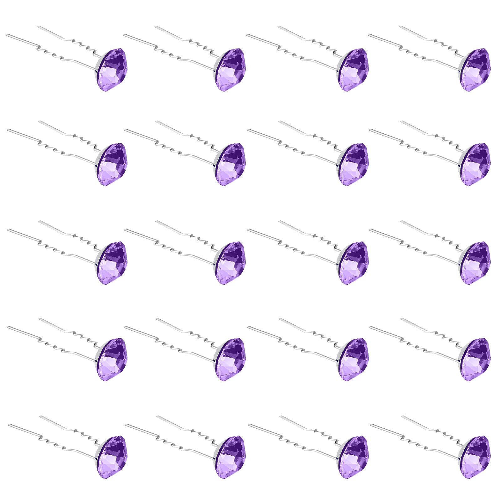 ZOUIQSS 20 Pack (Violet) Rhinestone Hair Pins Crystal Hair Clips for Bridal Wedding Women Hair Jewelry Accessories,with Clear Container