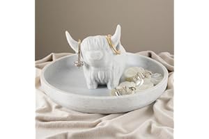 Baychon Highland Cow Ring Holder, Highland Cow Jewelry Dish Decor for Bedroom