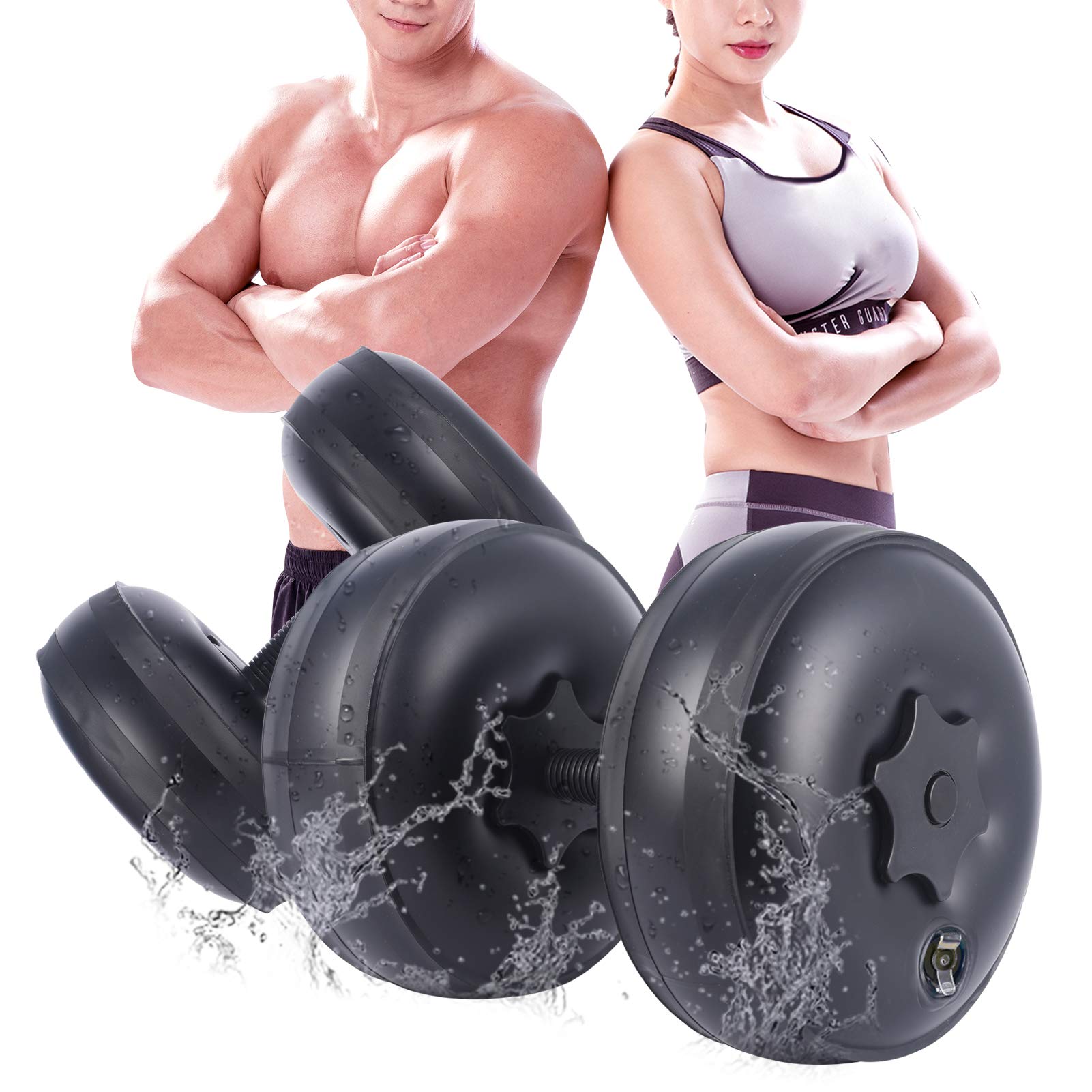 DEIRIS Water Filled Dumbbell Sets, Adjustable Weights 8~10kg, PVC Portable Foldable, For Home And Gym Fitness Exercise Workout Training, Hand Arm Training (Black)