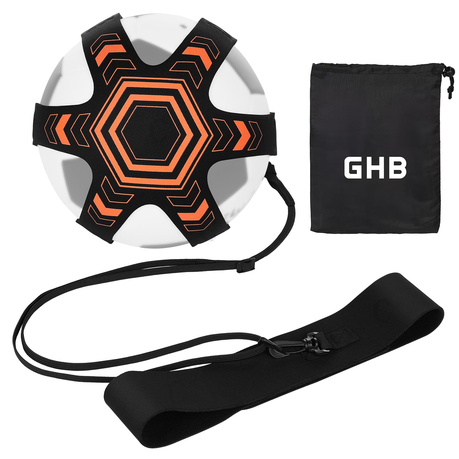 GHB Football Kick Trainer Solo Practice Training Aids with Adjustable Waist Belt, Football Control Skills Trainer Equipment Gifts for Boys Kids (Orange)