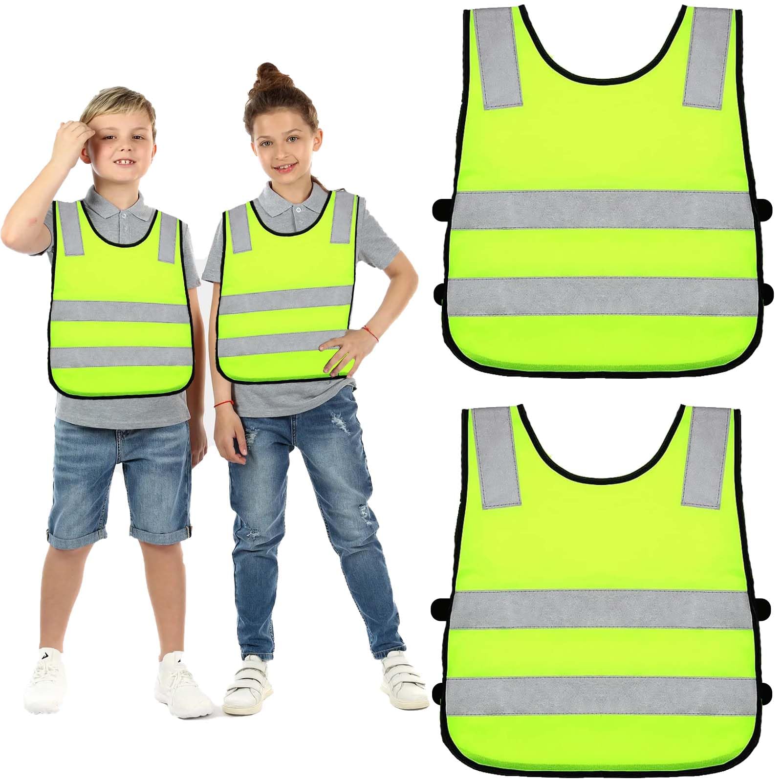 2 Pack Reflective Hi Vis Vest - Kids Outdoor Safety Jackets