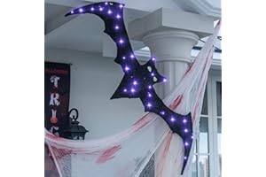 EAMBRITE Halloween Window Lights 4FT Giant Bat Light with 30 Purple Lights Waterproof Window Silhouette Light Decoration for Wall Window Porch Yard Fireplace Outdoor Halloween Decor