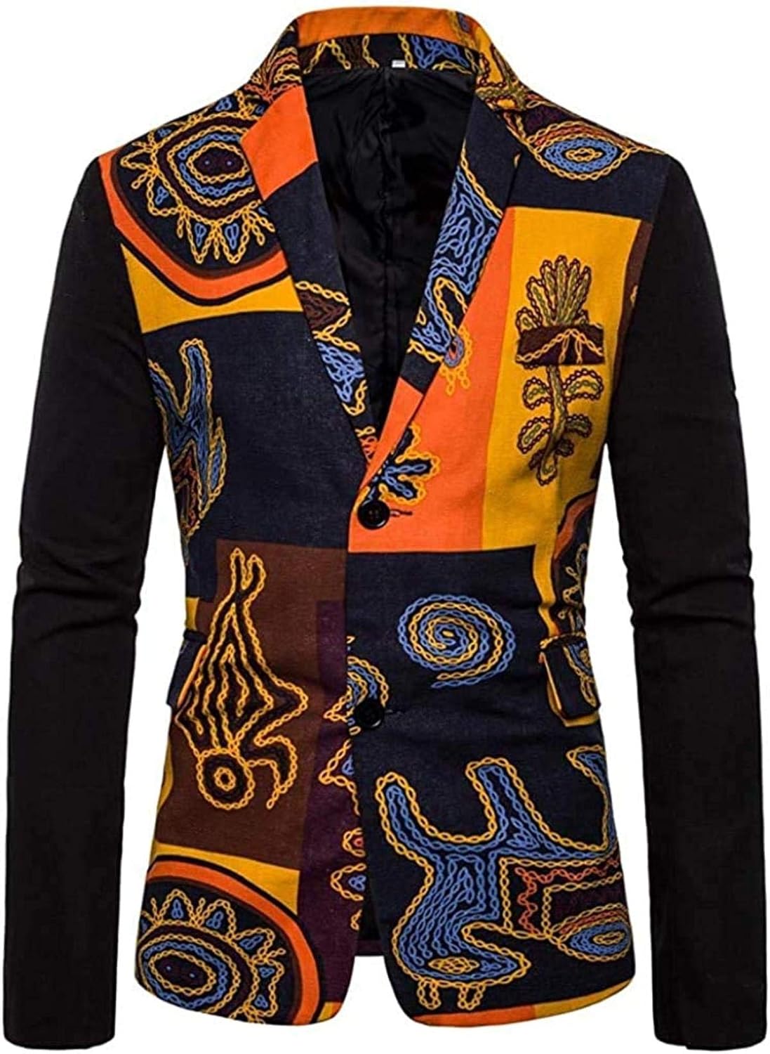 Mens Vintage Ethnic Printed Blazer Casual Floral Suit Slim Fit Jacket Coats at Amazon Menâs 